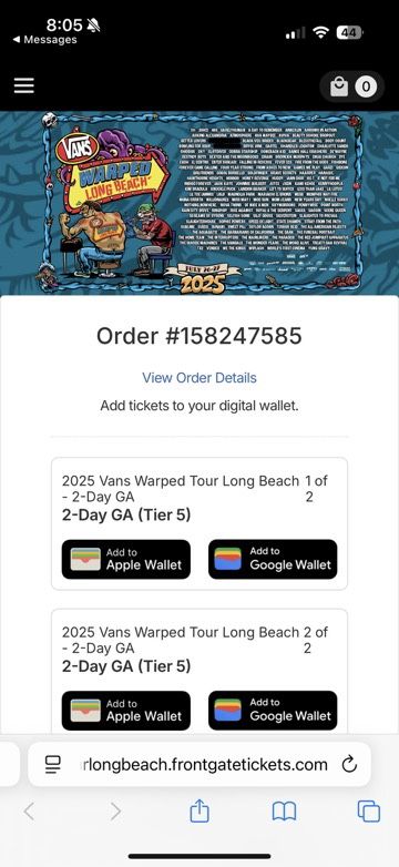 Vans warped Tour 2025