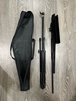 Portable Folding Sheet Music Stand - Adjustable Metal Tripod Holder w/ Carry Bag