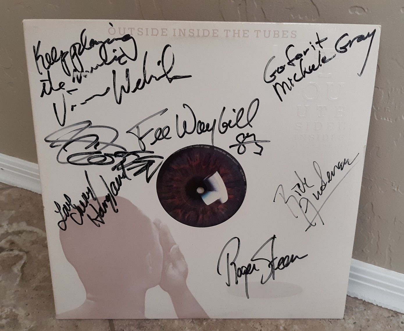 The Tubes Outside Inside Band Signed Autographed Vinyl Album Fee Waybill Roger Steen Rick Anderson Vince Welnick Autograph