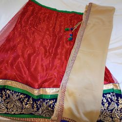 Beautiful new red gold Indian lehanga - free size