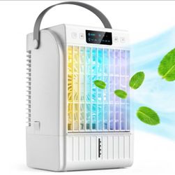 (Retail $51.99) HOMCOM 4-in-1 Mini Air Cooler with 4 Wind Speed, 2 Mist Mode, RGB 7 LED Light, SKU:824-148V00WT