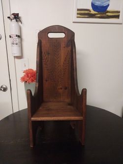 Vintage Wooden Miniature Chair with Carved Detail