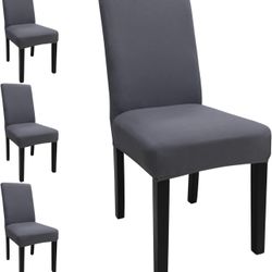 Dining Room Chair Covers Set of 4, Stretch Solid Color Parsons Chair Slipcovers Spandex Grey