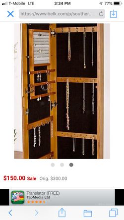 Wall mount jewelry mirror