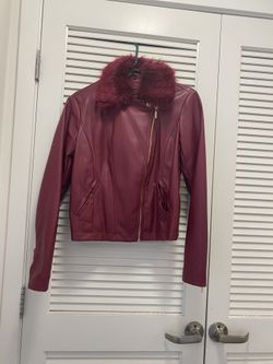 Guess-  Women’s Faux Leather Burgundy Jacket 