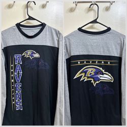 Baltimore Ravens Log Sleeve Graphic T Shirt Size Large