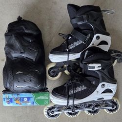 PAPAISON Adjustable Inline Skates and protective gear