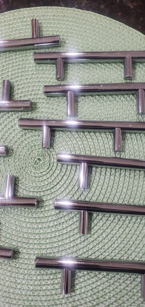 Silver Dresser Drawer Handles.