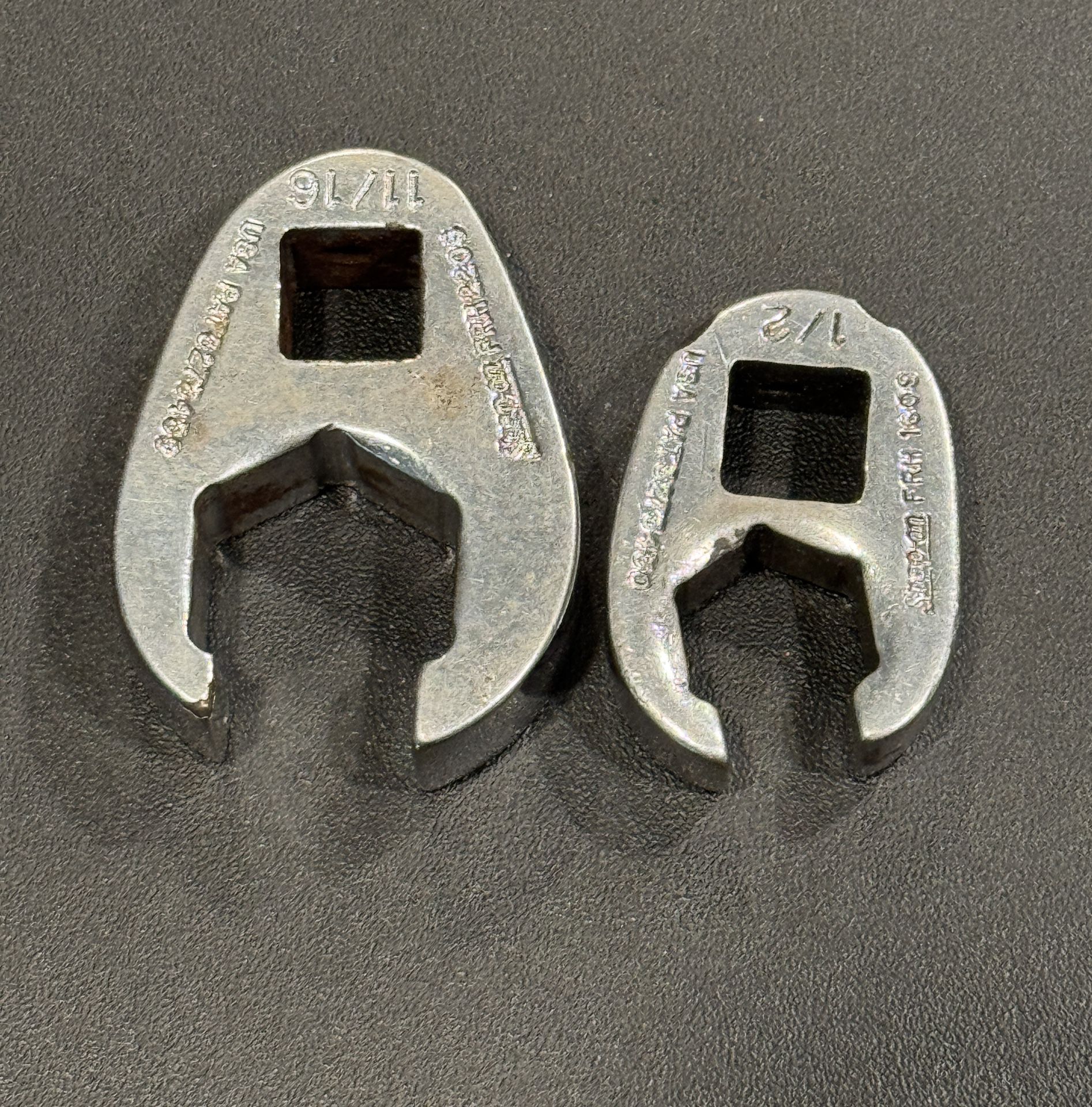 Snap On 3/8" Dr Crows Foot Wrenches FRH220S 11/16" & Snap on FRH180S 1/2" no owner marks