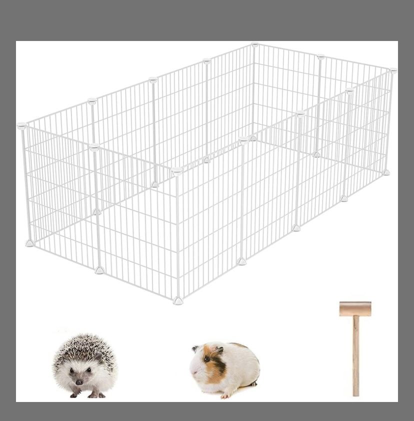 C&AHOME Pet Playpen, Small Animals Supplies, 12 Panels Exercise Playpens Cage, C Grids Portable Yard Fence Indoor, Ideal For Guinea Pigs, Puppy Pet Pr