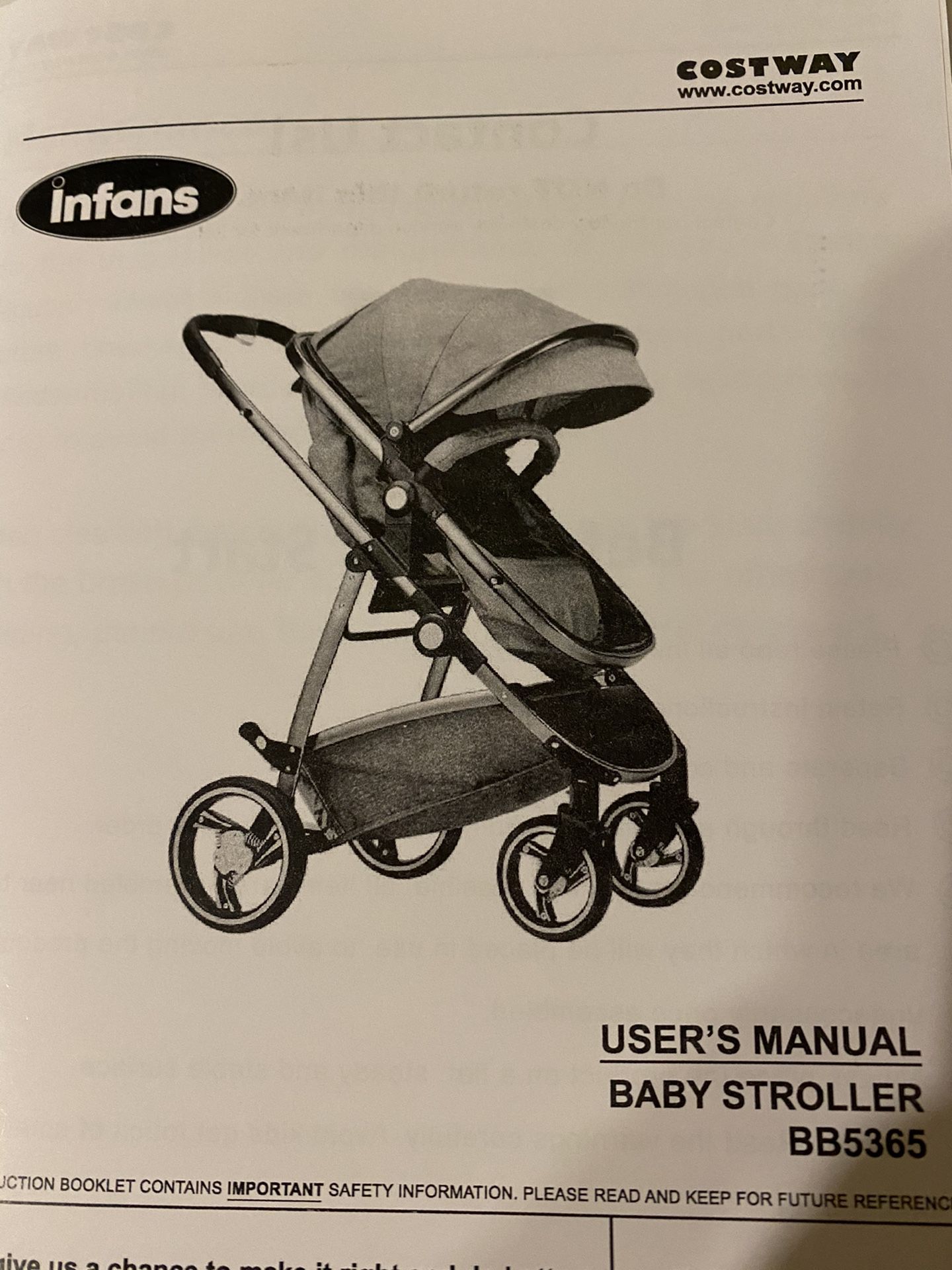Infans Costway Baby Stroller NEW- Black And Gray