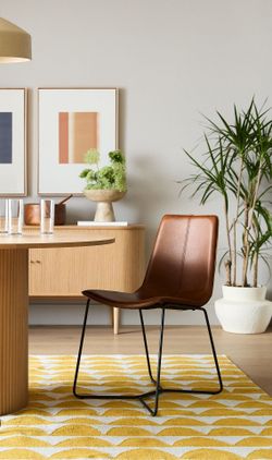West Elm Slope Nut Brown Saddle Leather Dining Chair