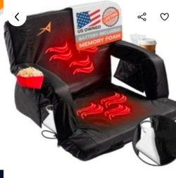 Cushioned, 4 pockets. ACELETIQS Stadium Seats for Bleachers with Back Support – USB Battery Included - Upgraded 3 Levels of Heat - Foldable Chair -  F