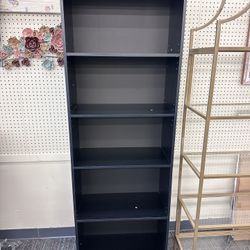5-Shelf Bookcase with Adjustable Shelves, True Black Oak, New