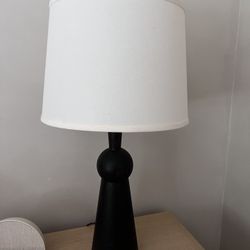 Wood Base Lamps with Linen Shade - Set of 2