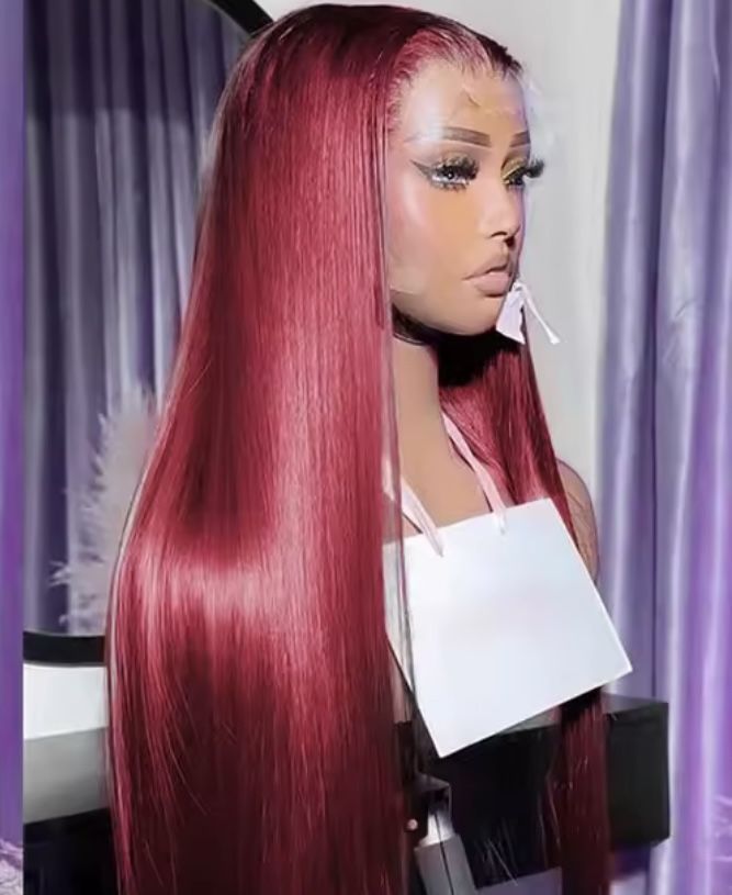 Burgundy Straight Wig 16” – 13x4 Lace Front