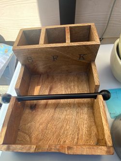 Wooden spoon and fork holder