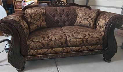 Wood carved couches