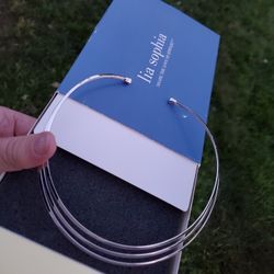 Lia Sophia Silver Toned 3 Layer Collar Necklace 