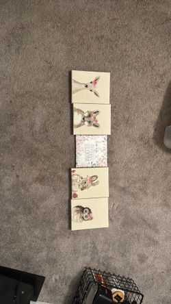 Boho Woodland Nursery Canvas Wall Art Set (5 Pieces)