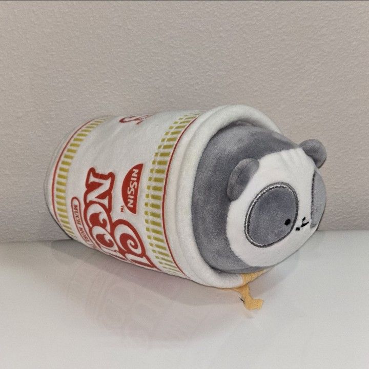 Anirollz Pandaroll NISSIN Cup Of Noodles 6" Plush Gray White Bear Kawaii GUC