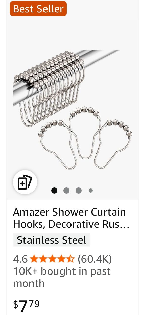 New- Shower Curtain Hooks, Rust Proof Stainless Steel Shower Curtain Hooks for Bathroom- Pick Up Available