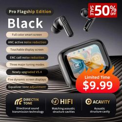 Smart Touch Wireless Earbuds with LED Display – Black 