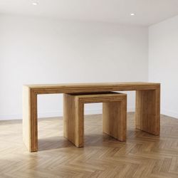 Vintage Split Bamboo Console Table And Smaller Table 