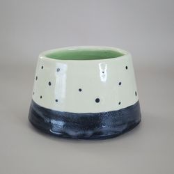 Handmade Ceramic Succulent Planter - Polka Dot And Stripe Design - New