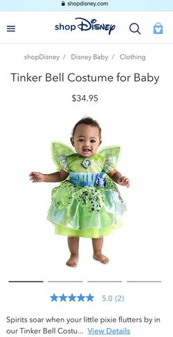 New! Disney Tinkerbell Costume & Slippers for Baby 3-6 Months