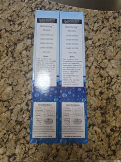 New. two boxes of replacement refrigerator water filters compatible with Samsung models such as DA29-00012A, DA29-00012B, DA97-03175A, DA97-03175B, an