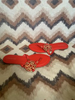 Fashion Women's Flat Sandal MAIN Limit-24 Red size 10