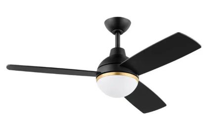 Hampton Bay Blaketon 46” Indoor Covered Outdoor Matte Black Ceiling Gan w/Light & Remote
