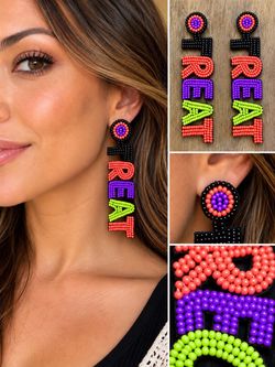 🎃 NEW Halloween Trick or Treat Beaded Statement Earrings