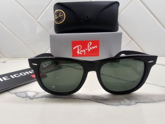 NEW RAY-BAN 2140 Original Wayfarer Classic, Polished Black with G-15 Green lens