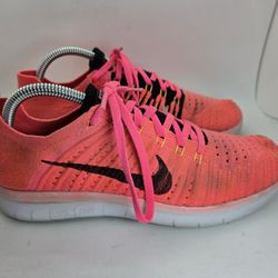 Nike Free RN Flyknit Shoes Women's 9 Pink Road Running Athletic Workout Sneakers