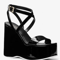 Michael Kors—Paola Faux Patent Leather Wedge Sandal