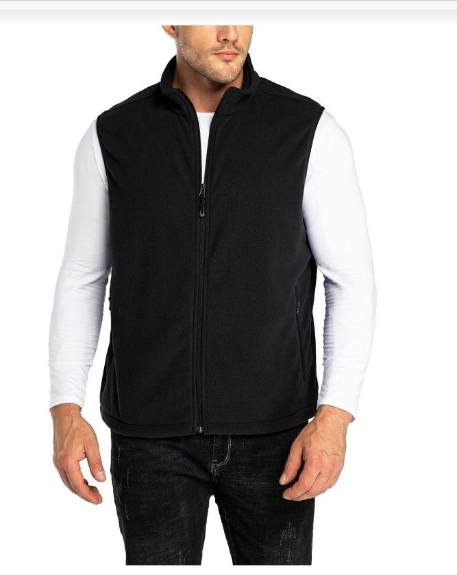 New 33,000ft Men's Fleece Vest, Lightweight Warm Zip Up Polar Vests Outerwear with Zipper Pockets, Sleeveless Jacket for Winter size Medium ( reseda c