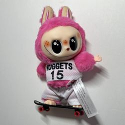 LABUBU Plush Monster Doll with Skate Boardd and Key Ring - Pink