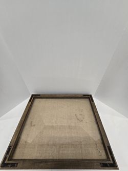 Rustic Glass-Top Display Case with Burlap Backing – 17" × 21" × 2 ¼"
