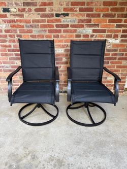 Swivel Chairs Set of 2  Outdoor Chairs w/ High Back Black