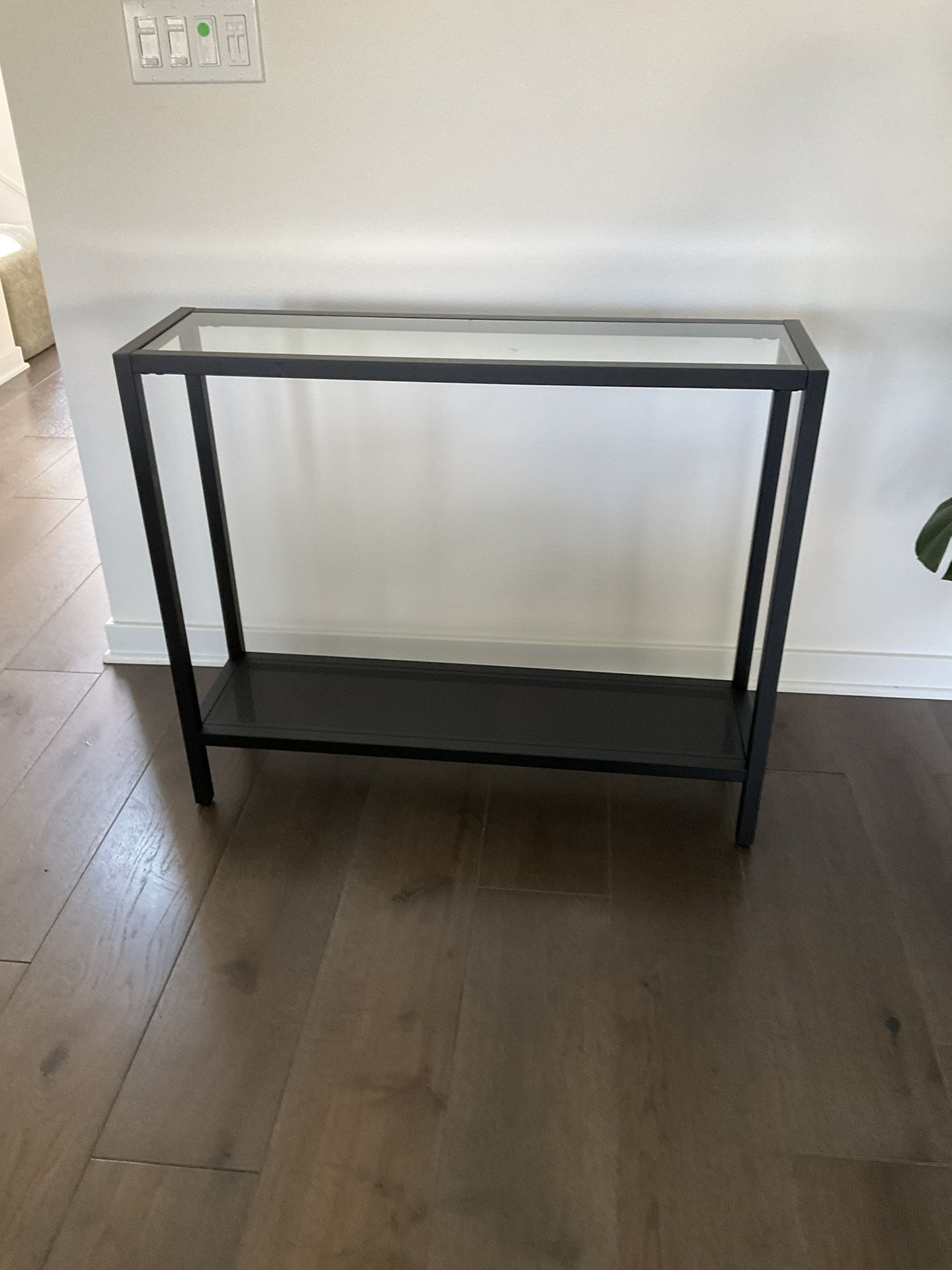 GLASS TOP SLIM CONSOLE TABLE BLACK
