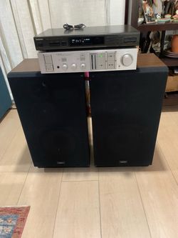 Vintage pioneer amplifier A-40 and Technics tuner ST-K55 with Kenwood speakers JL-650W some tear on the grill cloth everything works,,