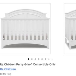 delta children perry 6 in 1 convertible crib -used