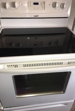 Whirlpool white glass top stove