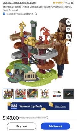 Thomas & Friends Trains & Cranes Super Tower Playset with Thomas, Percy & Harold