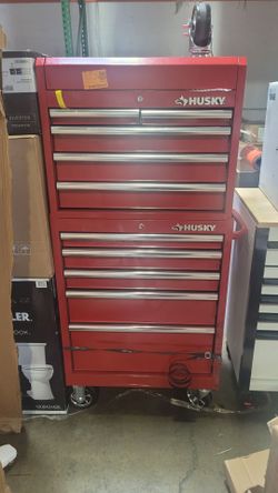 Husky Tool Storage 27 in. W x 18 in. D Standard Duty Red Rolling Tool Chest Combo - R