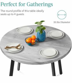 Best Choice Products Round Dining Table 35.5”, Mid-Century Modern Kitchen Table for 2-4 People, Small Space Apartment Dinette, Wood Top W/Steel Legs -