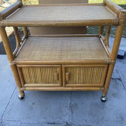Rattan Bar Cart 29”1/2W X 18”D X 29”H Used But Good Condition $25 Firm On Price