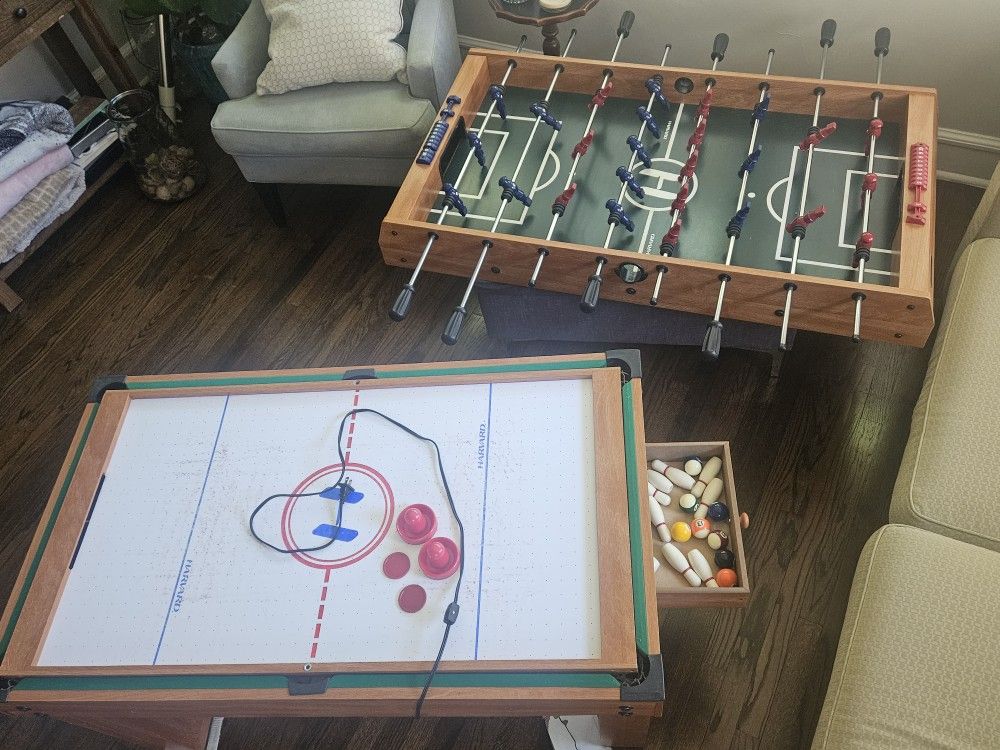 Foosball, Mini Pool Table, And Air Hockey 